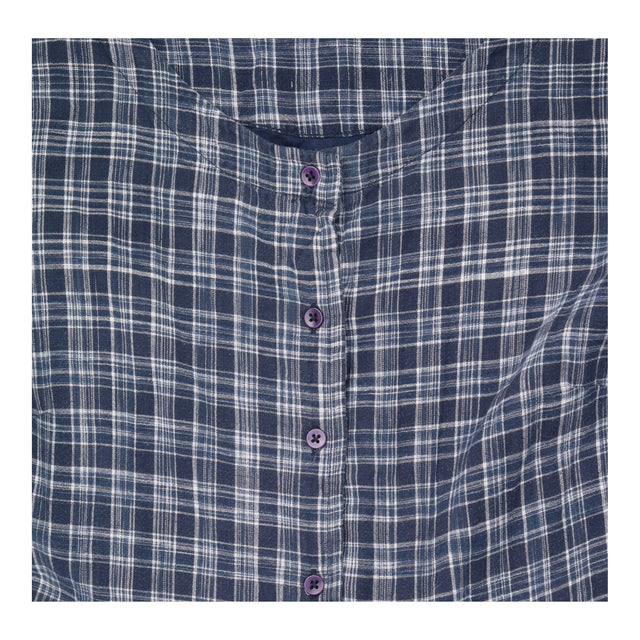 Dress Midi Checked Button Front Navy