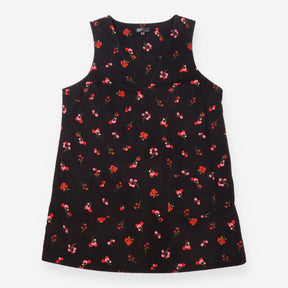 Floral Cotton Corduroy V Neck Pinafore Mini Dress 