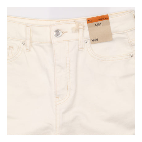 Jeans Cream Ecru High Rise Mom Straight Stretch De