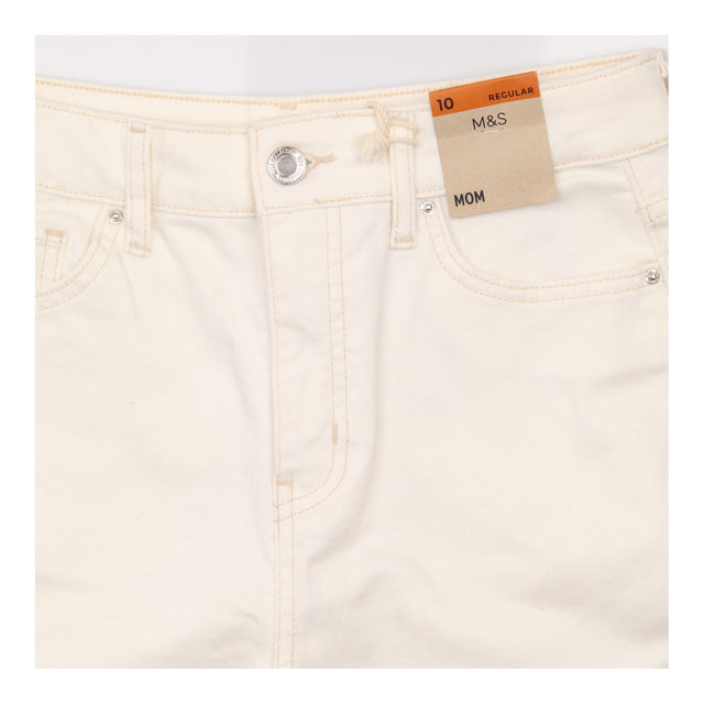 Jeans Cream Ecru High Rise Mom Straight Stretch De