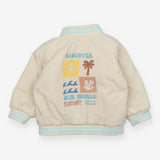 Padded Cream Bomber Jacket Coat 