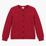 Cardigan Cable Knit Pure New Wool Pink