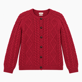 Cardigan Cable Knit Pure New Wool Pink