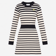 Mini Dress Navy Cream Stripe Cotton Long Sleeve