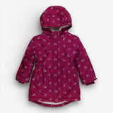 Fleece lined bird print coat