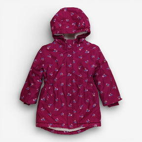 Fleece lined bird print coat
