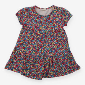 Blue Dress with Colourful Flowers