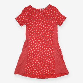 Dress Red Daisy Floral Polka Dot Jersey Short Slee