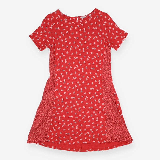 Dress Red Daisy Floral Polka Dot Jersey Short Slee
