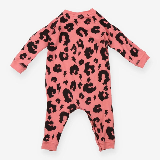 Pink leopard spots and lightening bolt sleepsuit