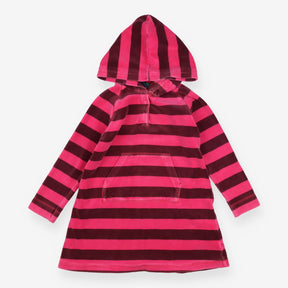 Pink Striped Velour Hoodie