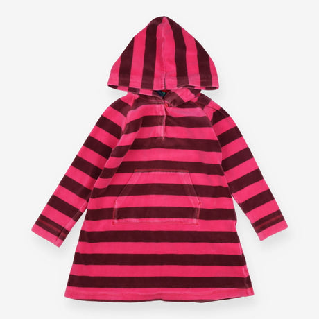 Pink Striped Velour Hoodie