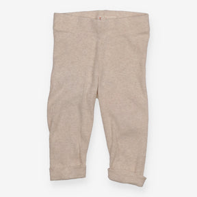 Cream ribbed leggings with turnups on cuffs