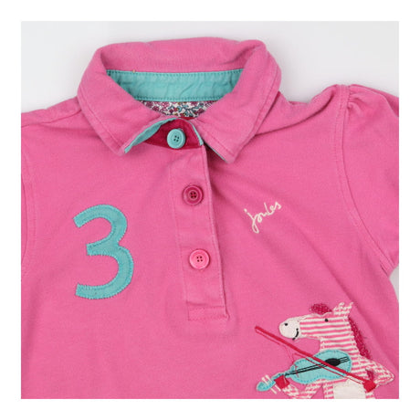 Polo Shirt Pink Floral Pony Playing a fiddle