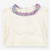 Cream LS bodysuit with floral collar