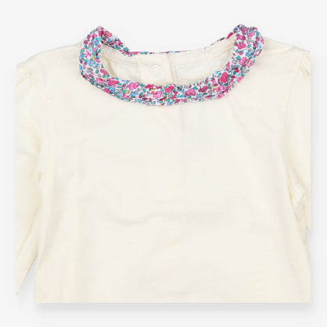Cream LS bodysuit with floral collar