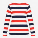 Top Striped Red Navy White Cotton Long Sleeve