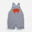 Seersucker Shortie Dungarees Blue Stripe with Oran