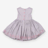 Dress grey pink embroidered collar