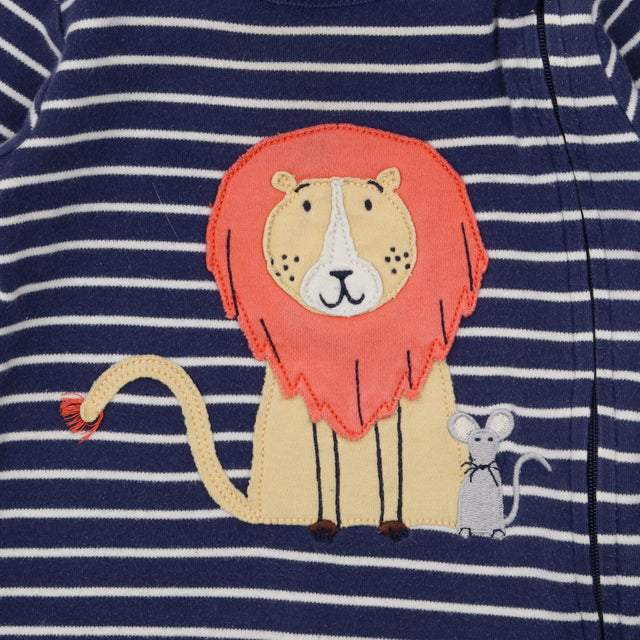 Blue Striped Lion and Mouse Sleepsuit 