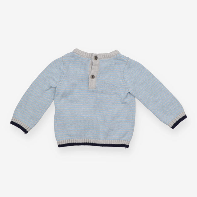 Blue Striped Whales Knit Sweater