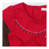 Dress pink with brown sleeves with trees