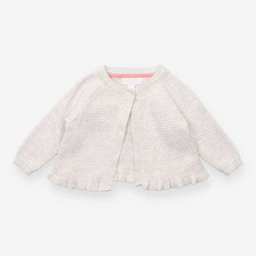Grey knit cardigan tiny coloured hearts