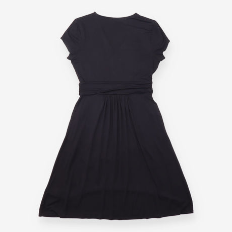 Dress Black Jersey Faux Wrap Ruched Waist