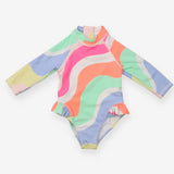 Swimming Costume Neon Print Frilly