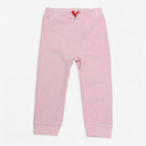 Joggers Pink Ribbed Velour with Red Tie Waist