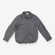 grey button up shirt