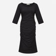 Black EcoVero Viscose Stretch Side Ruched Long Sle