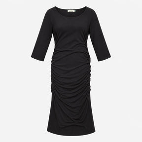 Black EcoVero Viscose Stretch Side Ruched Long Sle