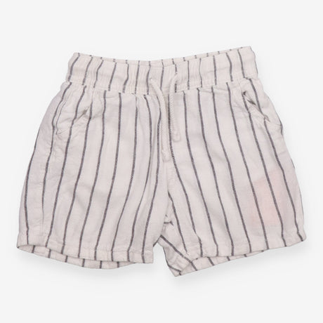 Linen Short white and grey vertical strip