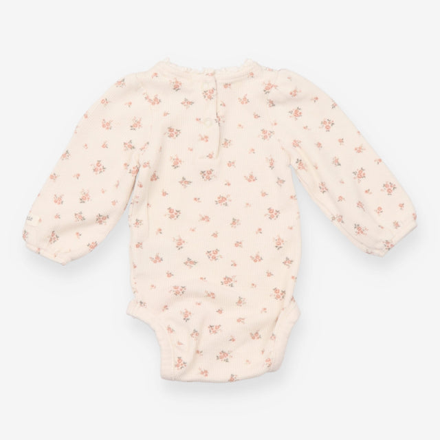Bodysuit long sleeve white floral
