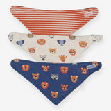 Dribble bibs 3pc stripes animals faces 