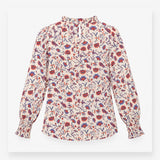 White Floral 100% Organic Cotton Ruffle Top