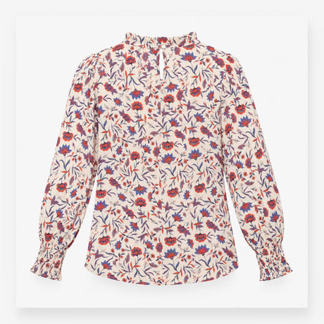 White Floral 100% Organic Cotton Ruffle Top