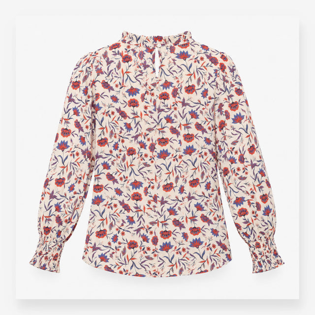 White Floral 100% Organic Cotton Ruffle Top