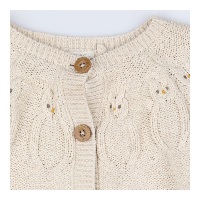 Cream knitted cardigan with owls