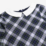 Dress long sleeve with collar green and blue tarta