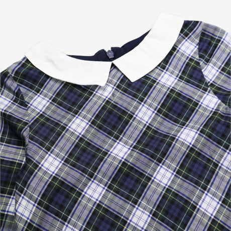 Dress long sleeve with collar green and blue tarta