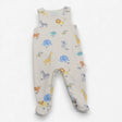 Dungarees with feet beige jungle animals