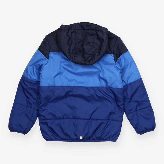Navy gradient block puffer coat