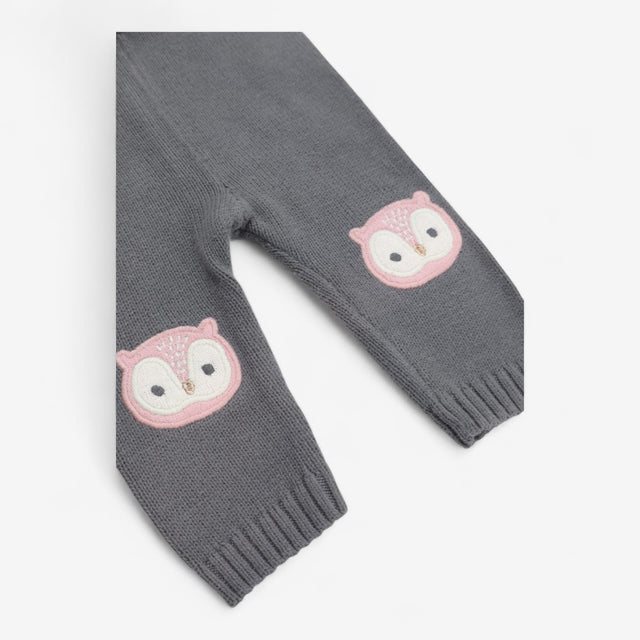 Leggings grey knit owls knee