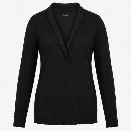 Knitted Cardigan Charcoal Grey Open Front