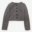 Grey Wool Blend Cropped Tweed Jacket