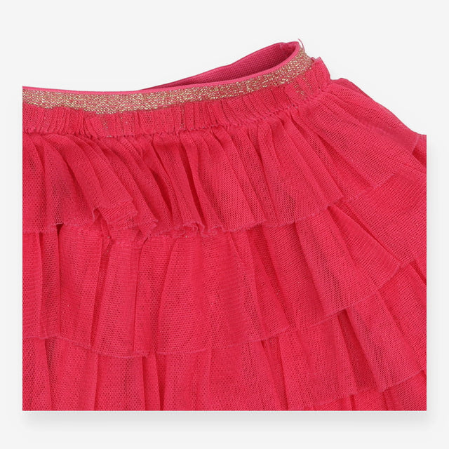 Skirt bright pink net layers gold waist