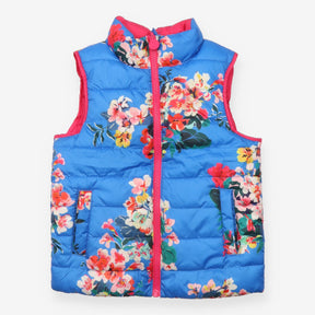 Reversible Gilet Blue with Flowers or Pink