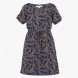 Navy Tan Floral Print Lined Cotton Dress
